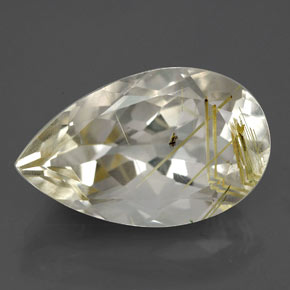 8.70캐럿 천연 무색 골든 루틸 쿼츠, 배 모양, 17.8×10.9 mm, 투명한