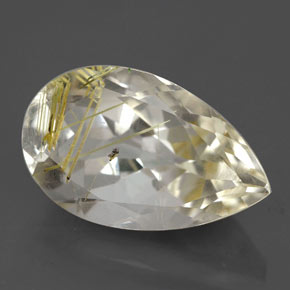 8.70캐럿 천연 무색 골든 루틸 쿼츠, 배 모양, 17.8×10.9 mm, 투명한