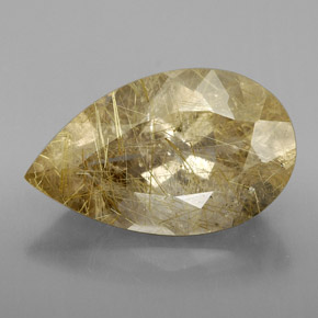 7.08캐럿 천연 무색 골든 루틸 쿼츠, 투명한, 17.8×10.8 mm, 투명/반투명