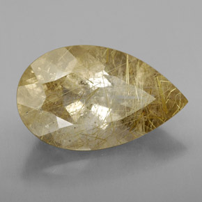 7.08캐럿 천연 무색 골든 루틸 쿼츠, 투명한, 17.8×10.8 mm, 투명/반투명