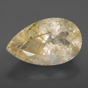8.34캐럿 천연 무색 골든 루틸 쿼츠, 투명한, 17.7×11 mm, 투명/반투명