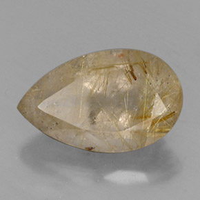 8.53캐럿 천연 무색 골든 루틸 쿼츠, 배 모양, 17.9×11 mm, 투명한
