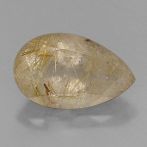 8.53캐럿 천연 무색 골든 루틸 쿼츠, 배 모양, 17.9×11 mm, 투명한