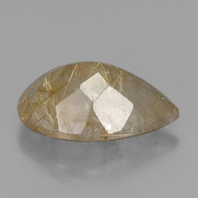 8.53캐럿 천연 무색 골든 루틸 쿼츠, 배 모양, 17.9×11 mm, 투명한