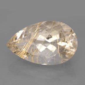 9.56캐럿 천연 무색 골든 루틸 쿼츠, 투명한, 18.1×11.1 mm, 투명/반투명