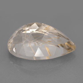 9.56캐럿 천연 무색 골든 루틸 쿼츠, 투명한, 18.1×11.1 mm, 투명/반투명