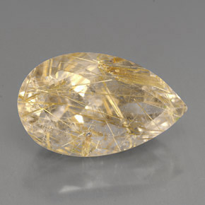 9.59캐럿 천연 무색 골든 루틸 쿼츠, 투명한, 18×11 mm, 투명/반투명