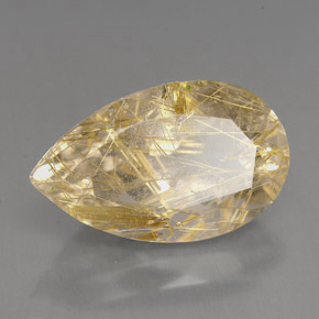 9.59캐럿 천연 무색 골든 루틸 쿼츠, 투명한, 18×11 mm, 투명/반투명