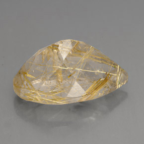 9.59캐럿 천연 무색 골든 루틸 쿼츠, 투명한, 18×11 mm, 투명/반투명