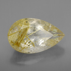 8.11캐럿 천연 무색 골든 루틸 쿼츠, 투명한, 17.8×10.8 mm, 투명/반투명
