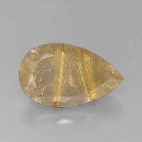 8.90캐럿 천연 무색 골든 루틸 쿼츠, 투명한, 18.1×10.9 mm, 투명/반투명