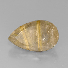 8.90캐럿 천연 무색 골든 루틸 쿼츠, 투명한, 18.1×10.9 mm, 투명/반투명
