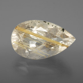 8.49캐럿 천연 무색 골든 루틸 쿼츠, 투명한, 17.6×11 mm, 투명/반투명