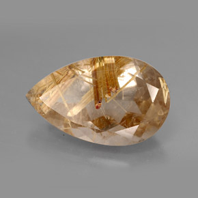 8.23캐럿 천연 무색 골든 루틸 쿼츠, 배 모양, 17.8×10.9 mm, 불투명체