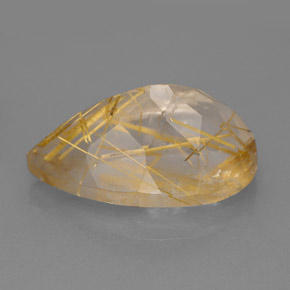 9.12캐럿 천연 무색 골든 루틸 쿼츠, 투명한, 18×10.9 mm, 투명/반투명
