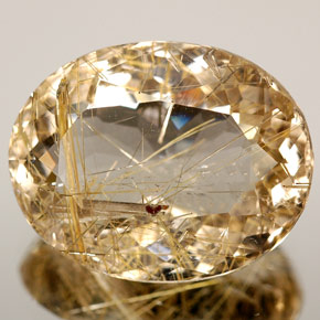 8.47캐럿 천연 무색 골든 루틸 쿼츠, 타원형 컷, 15.6×12.3 mm, 투명한