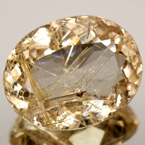 8.47캐럿 천연 무색 골든 루틸 쿼츠, 타원형 컷, 15.6×12.3 mm, 투명한
