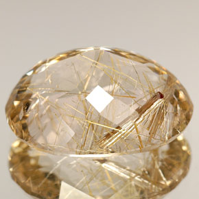 8.47캐럿 천연 무색 골든 루틸 쿼츠, 타원형 컷, 15.6×12.3 mm, 투명한