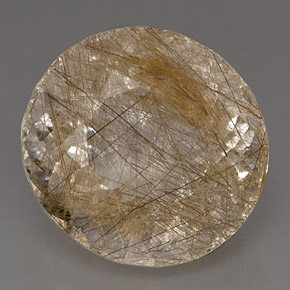 17.81캐럿 천연 무색 골든 루틸 쿼츠, 투명한, 17.6×16.4 mm, 투명/반투명