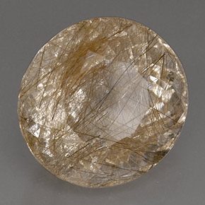 17.81캐럿 천연 무색 골든 루틸 쿼츠, 투명한, 17.6×16.4 mm, 투명/반투명