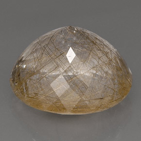 17.81캐럿 천연 무색 골든 루틸 쿼츠, 투명한, 17.6×16.4 mm, 투명/반투명