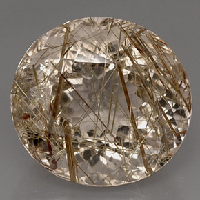16.59캐럿 천연 무색 골든 루틸 쿼츠, 투명한, 17.2×16 mm, 투명/반투명