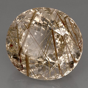 16.59캐럿 천연 무색 골든 루틸 쿼츠, 투명한, 17.2×16 mm, 투명/반투명