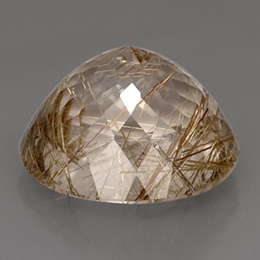 16.59캐럿 천연 무색 골든 루틸 쿼츠, 투명한, 17.2×16 mm, 투명/반투명