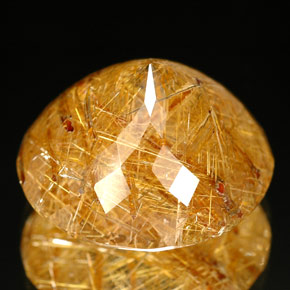 18.59캐럿 천연 무색 골든 루틸 쿼츠, 투명한, 17.44 mm, 투명/반투명