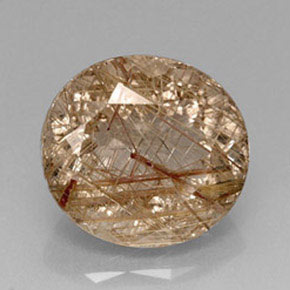 18.09캐럿 천연 무색 골든 루틸 쿼츠, 투명한, 17.9×16.4 mm, 투명/반투명