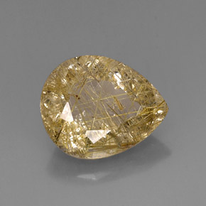16.38캐럿 천연 무색 골든 루틸 쿼츠, 투명한, 19.9×16 mm, 투명/반투명