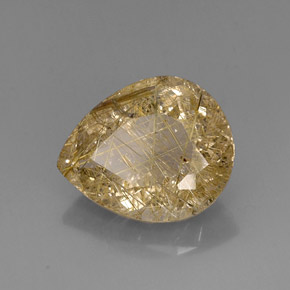 16.38캐럿 천연 무색 골든 루틸 쿼츠, 투명한, 19.9×16 mm, 투명/반투명
