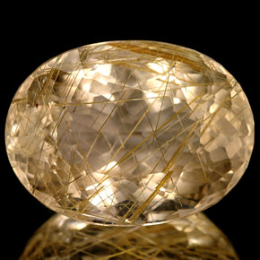 15.46캐럿 천연 무색 골든 루틸 쿼츠, 투명한, 18.3×13.7 mm, 투명/반투명