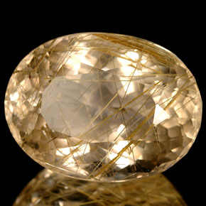 15.46캐럿 천연 무색 골든 루틸 쿼츠, 투명한, 18.3×13.7 mm, 투명/반투명