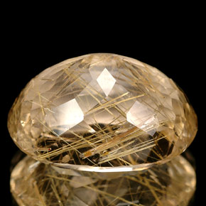 15.46캐럿 천연 무색 골든 루틸 쿼츠, 투명한, 18.3×13.7 mm, 투명/반투명
