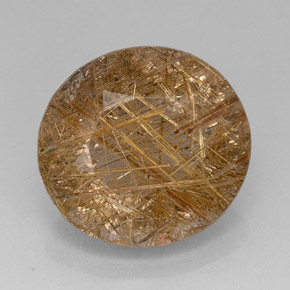 28.74캐럿 천연 무색 골든 루틸 쿼츠, 투명한, 21.5×20.1 mm, 투명/반투명