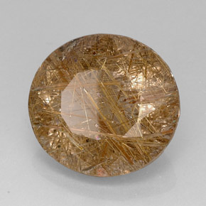 28.74캐럿 천연 무색 골든 루틸 쿼츠, 투명한, 21.5×20.1 mm, 투명/반투명