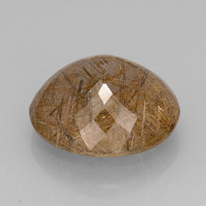 28.74캐럿 천연 무색 골든 루틸 쿼츠, 투명한, 21.5×20.1 mm, 투명/반투명