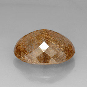 44.51캐럿 천연 무색 골든 루틸 쿼츠, 투명한, 26.5×20.8 mm, 투명/반투명