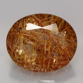 38.00캐럿 천연 무색 골든 루틸 쿼츠, 투명한, 24.9×20.7 mm, 투명/반투명