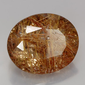38.00캐럿 천연 무색 골든 루틸 쿼츠, 투명한, 24.9×20.7 mm, 투명/반투명