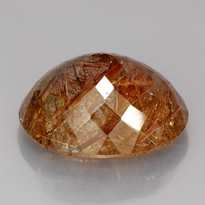 38.00캐럿 천연 무색 골든 루틸 쿼츠, 투명한, 24.9×20.7 mm, 투명/반투명