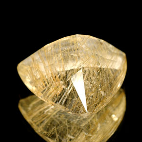 6.72캐럿 천연 무색 골든 루틸 쿼츠, 투명한, 13.7×13.2 mm, 투명/반투명