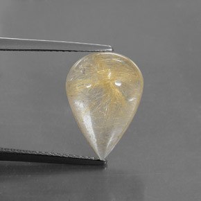 6.78캐럿 천연 무색 골든 루틸 쿼츠, 투명한, 15.1×10.8 mm, 투명/반투명