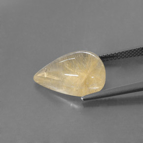 6.78캐럿 천연 무색 골든 루틸 쿼츠, 투명한, 15.1×10.8 mm, 투명/반투명