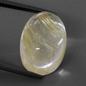19.39캐럿 천연 무색 골든 루틸 쿼츠, 타원형 컷, 18.3×13.2 mm, 투명한