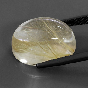 19.39캐럿 천연 무색 골든 루틸 쿼츠, 타원형 컷, 18.3×13.2 mm, 투명한