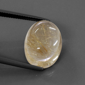 14.22캐럿 천연 무색 골든 루틸 쿼츠, 타원형 컷, 18.2×13.4 mm, 투명한