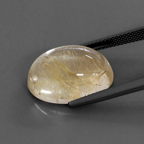 14.22캐럿 천연 무색 골든 루틸 쿼츠, 타원형 컷, 18.2×13.4 mm, 투명한