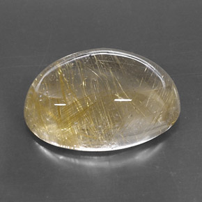 13.78캐럿 천연 무색 골든 루틸 쿼츠, 타원형 컷, 18.1×13.2 mm, 투명한